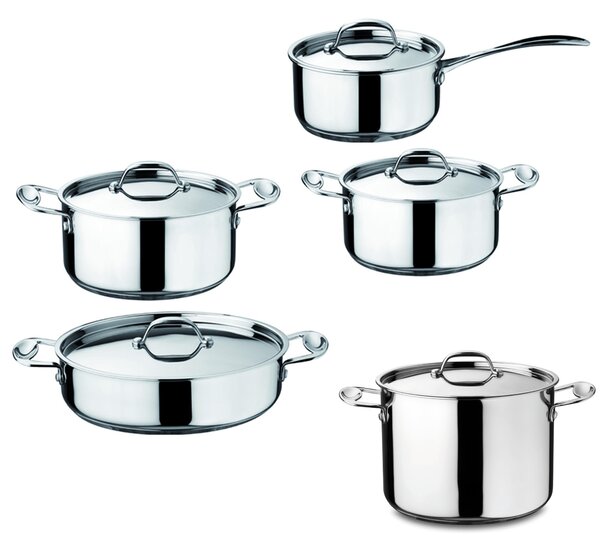 Batteria di Pentole Triplo fondo ad Induzione 10 pezzi GLAMOUR STONE in acciaio inox 18/10