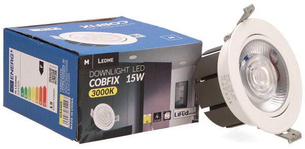Faretto Led da incasso 15W Rotondo Orientabile Cornice bianca Apertura 36 gradi Bianco caldo 3000K M LEDME