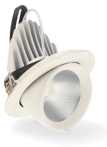Faretto Led da incasso Track 30W Rotondo Orientabile Cornice bianca Apertura 24 gradi Bianco freddo 6000K M LEDME