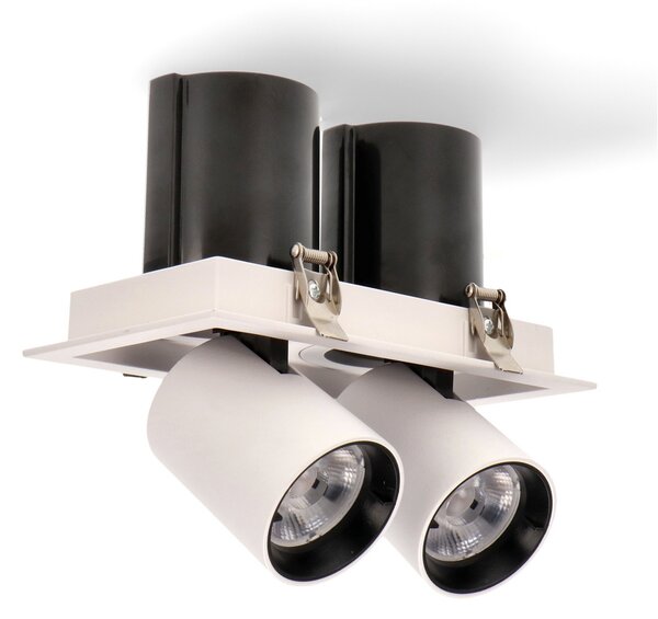 Faretto Led da incasso Doble Tube 24W Cornice bianca Apertura 36 gradi Bianco neutro 4000K M LEDME