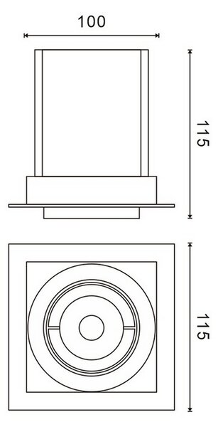 Faretto Led da incasso Tube Square 12W Cornice quadrata bianca Apertura 36 gradi Bianco neutro 4000K M LEDME