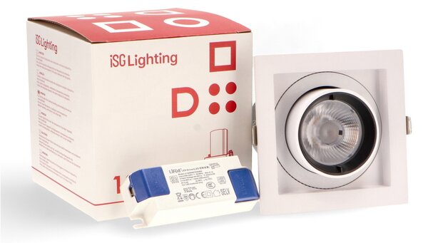 Faretto Led da incasso Tube Square 12W Cornice quadrata bianca Apertura 36 gradi Bianco neutro 4000K M LEDME
