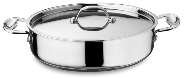 Tegame Rotondo 2 manici �26xh10 cm con Coperchio inox GLAMOUR DIAMOND adatta all'induzione interno antiaderente