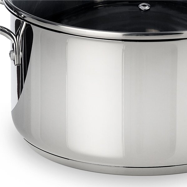 Pentola 20 cm con coperchio in vetro pyrex linea Sintesi Mepra, acciaio inox 18.10 per piano elettrico, induzione, gas, alogeno, vetroceramica , forno