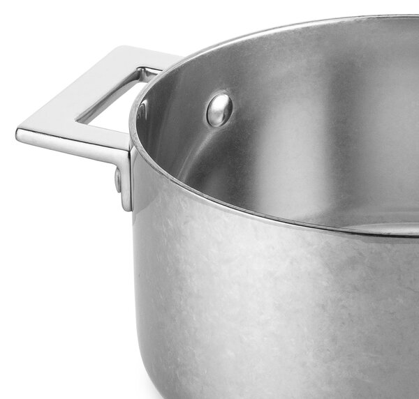 Casseruola 2 Manici ATTIVA Peltro due manici diametro cm 18- 2,0 Lt per induzione in acciaio 18.10 Finitura alluminio