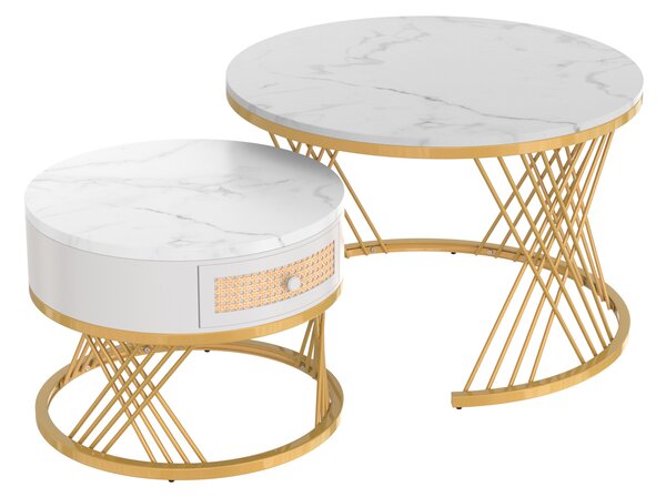 WOHNLING Set di 3 tavolini impilabili Mumbai Tavolo da Salotto in Legno massello di sheesham tavolino Stile casa di Campagna in Legno Naturale Marrone Scuro