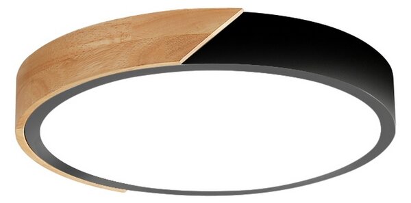 Plafoniera Led Wood 24W Nera e Marrone Rotonda CCT luce regolabile con telecomando M LEDME