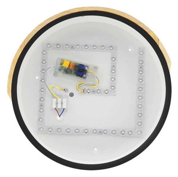 Plafoniera Led Wood 24W Nera e Marrone Rotonda CCT luce regolabile con telecomando M LEDME