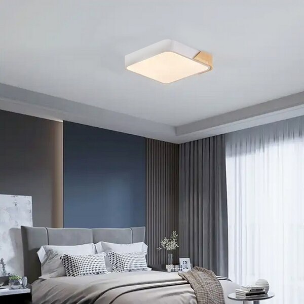 Plafoniera Led Wood 24W Bianca e Marrone Quadrata CCT luce regolabile con telecomando M LEDME