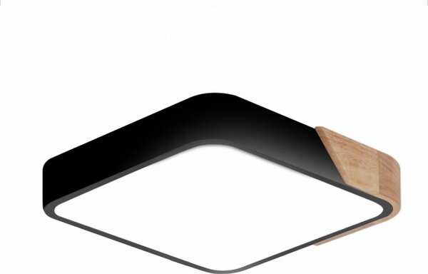 Plafoniera Led Wood 24W Nera e Marrone Quadrata CCT luce regolabile con telecomando M LEDME
