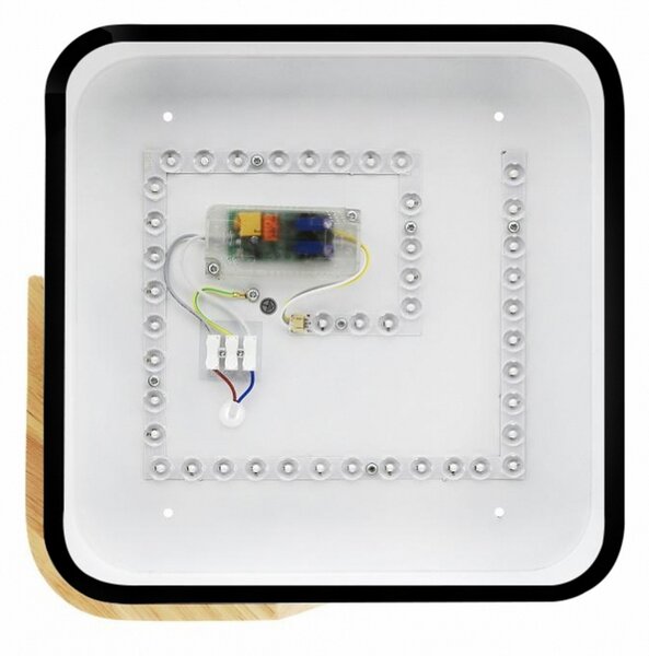 Plafoniera Led Wood 24W Nera e Marrone Quadrata CCT luce regolabile con telecomando M LEDME