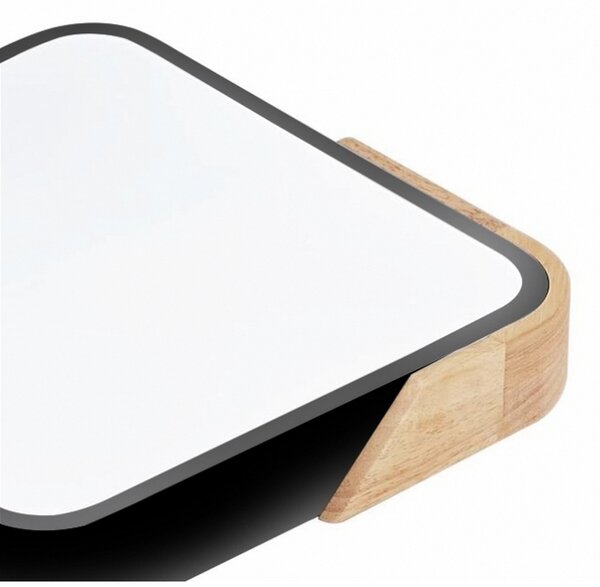 Plafoniera Led Wood 24W Nera e Marrone Quadrata CCT luce regolabile con telecomando M LEDME
