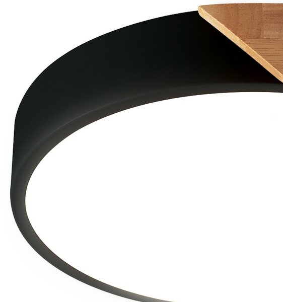 Plafoniera Led Wood 24W Nera e Marrone Rotonda CCT luce regolabile con telecomando M LEDME