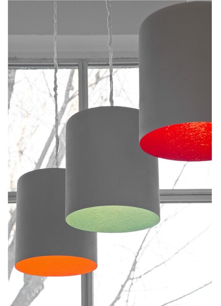 Lampada da Soffitto Bin cemento colore grigio Altezza 37 cm Diametro 33,5 cm, realizzata in laprene, nylon, nebulite,vernice effeto cemento