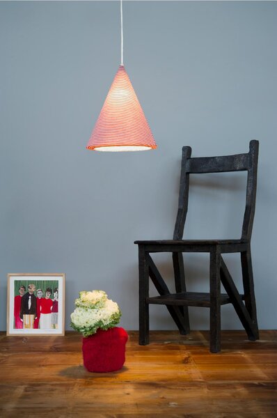 Lampada da Soffitto Jazz stripe colore blu Altezza 31 cm Diametro 29 cm, realizzata in laprene, nebulite, lana 100%