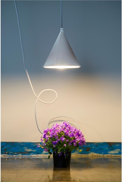 Lampada da Soffitto, Applique Pop 2 colore griggio dimensioni Altezza 17 cm Diametro 17,5 cm, raccomandato il LED da 6W, realizzata in laprene con cavi in diversi colori