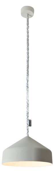 Lampada da Soffitto Cyrcus cemento colore grigio Altezza 22,5 cm Diametro 40 cm, realizzata in laprene, nylon, nebulite, vernice effeto cemento