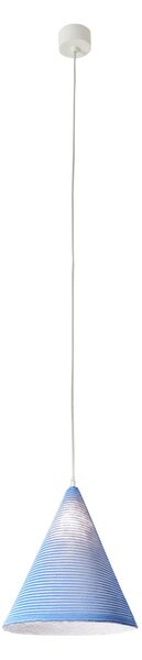 Lampada da Soffitto Jazz stripe colore blu Altezza 31 cm Diametro 29 cm, realizzata in laprene, nebulite, lana 100%