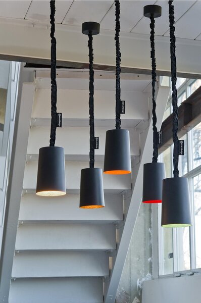 Lampada da Soffitto Paint lavagna colore nero Altezza 17,5 cm Diametro 12 cm, realizzata in laprene, nylon, nebulite, resina effetto lavagna