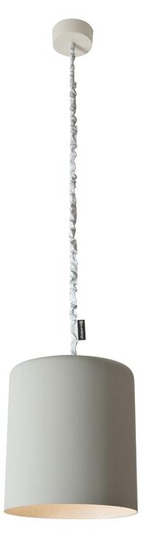 Lampada da Soffitto Bin cemento colore grigio Altezza 37 cm Diametro 33,5 cm, realizzata in laprene, nylon, nebulite,vernice effeto cemento