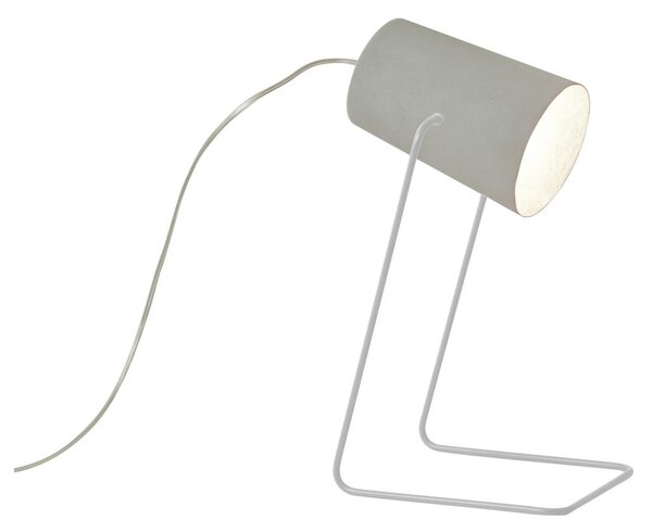 Lampada da Tavolo Paint T cemento colore grigio Altezza 17,5 cm Diametro 12 cm, realizzata in acciaio, nebulite, vernice effeto cemento