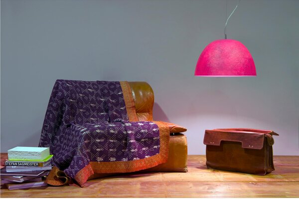 Lampada a Sospensione H20 in nebulite � 46xh27,5 colore magenta