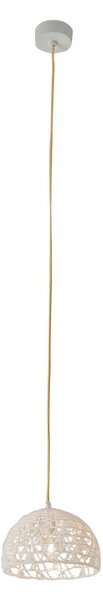 Lampada da Soffitto Trama 2 colore bianco Altezza 14 cm Diametro 21 cm, realizzata in laprene, viscosa, resina, lana 100% cavo oro