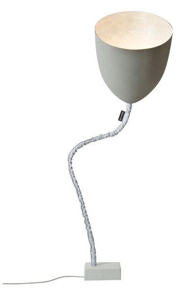 Lampada da terra Flower cemento colore grigio Altezza 31 cm Diametro 33,5 cm, realizzata in acciaio, nebulite, nylon, ghisa, vernice effeto cemento