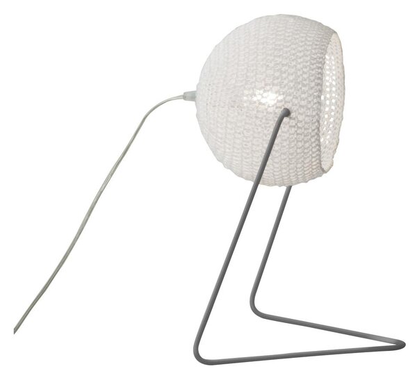 Lampada da Tavolo Trama T1 colore bianco Altezza 16 cm Diametro 21 cm, realizzata in acciaio, resina, lana 100% base argento