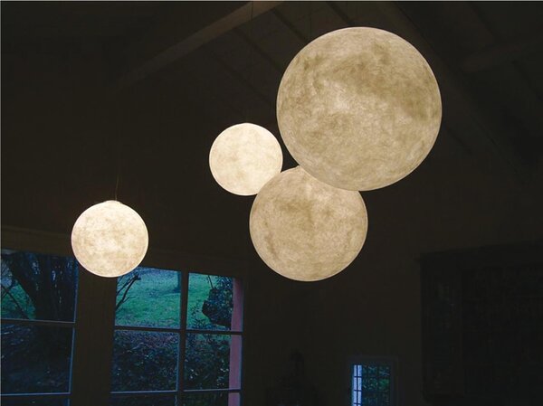 Lampada a Sospensione LUNA 18 Diametro � 18 cm peso 1 kg MINI in nebulite mix di Resina e Fibre Nebulite Bianco