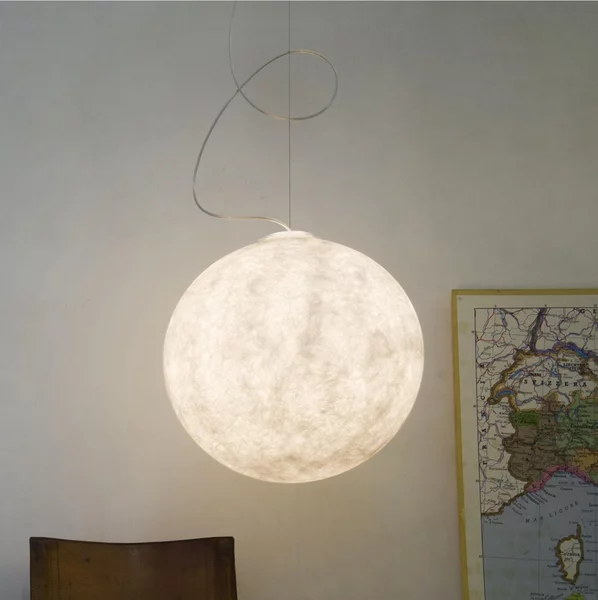 Lampada a Sospensione LUNA 2 � 50 cm Media in nebulite mix di Resina e Fibre Nebulite Bianco