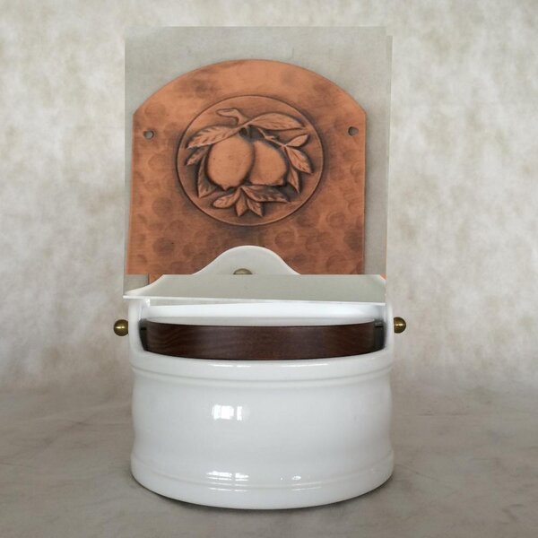 Portasale in rame e Ceramica 18xh31 cm - inserti in rame Limoni