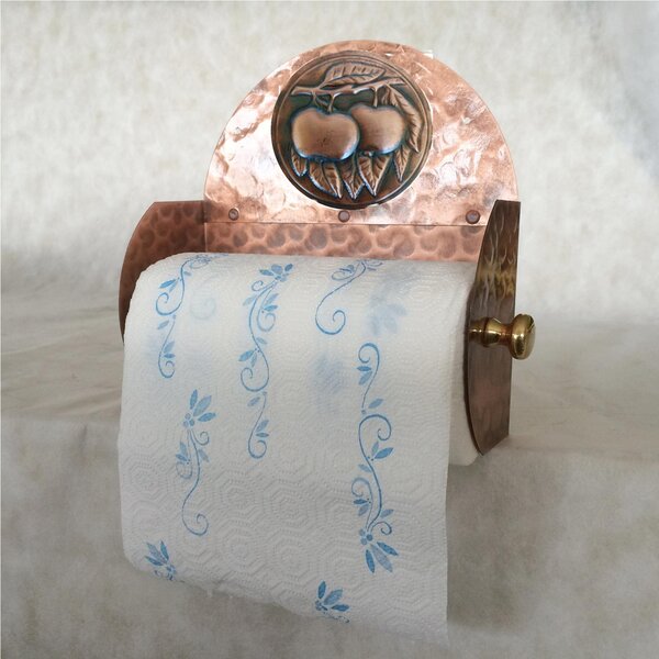 Portarotolo Portascottex in Rame Martellato 13x26xh27 cm da appendere mele
