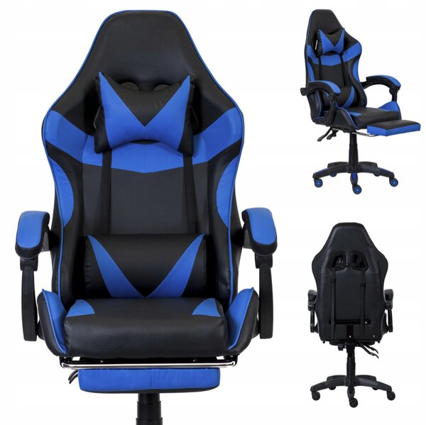 Sedia da gioco ergonomica CLASSIC con poggiapiedi blu