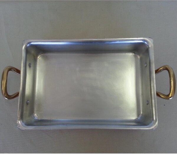 Lasagnera Rostiera in rame stagnato 29x20xh7 cm maniglie in ottone