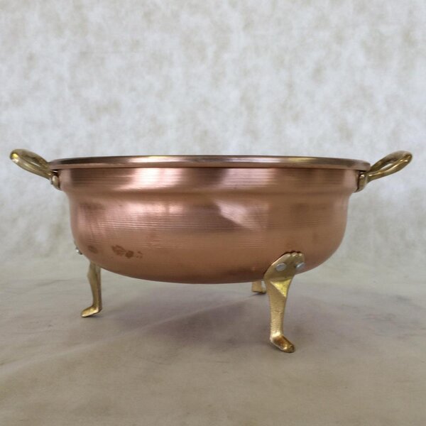 Colapasta in rame stagnato �24 cm ideale con piedini e manici in fusione d'ottone forato