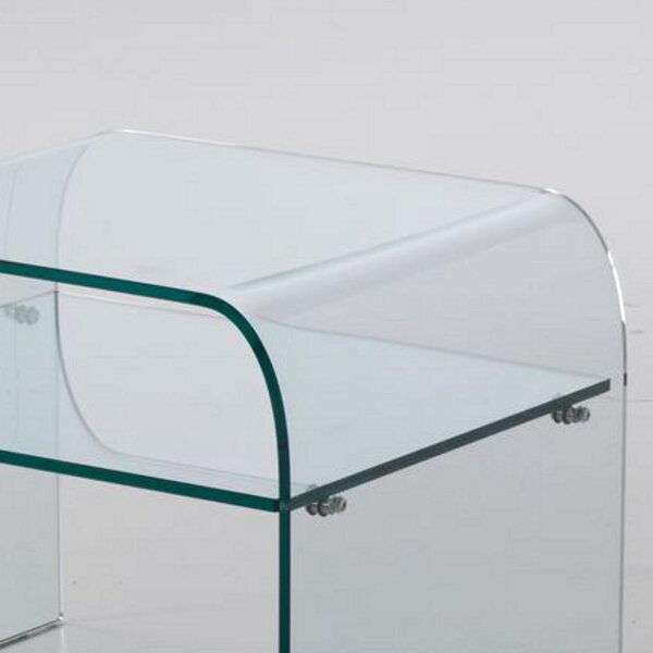 Comodino in Vetro curvato con ripiano NIGHT 53x44xh41 cm spessore 10 mm trasparente