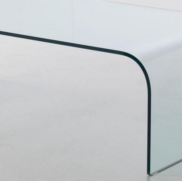 Tavolinetto da Salotto in Vetro curvato PONTE Small 110x60xh38 cm spessore 10 mm trasparente
