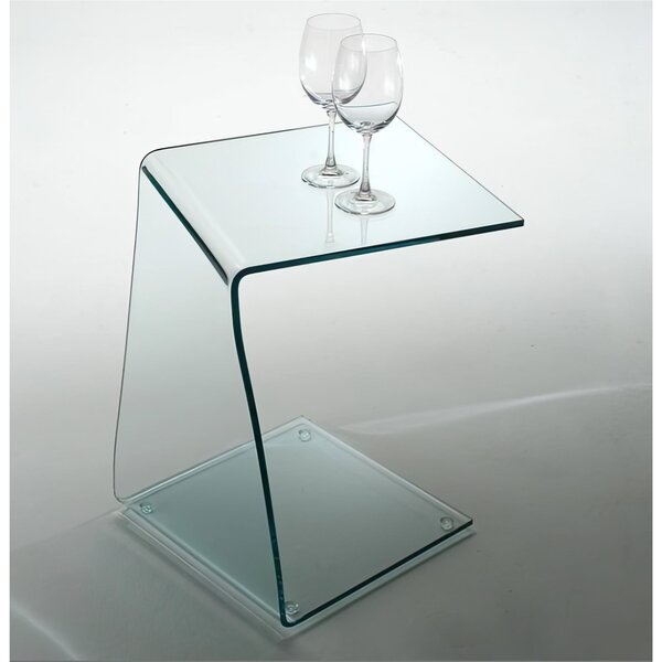 Tavolino Da salotto in vetro Curvato di design Trasparente 10 mm 40x40xh60 cm trasparente