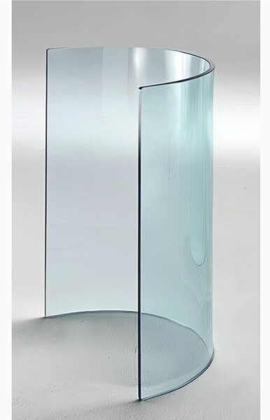 Basi in vetro Curvato per tavoli in cristallo a mezzaluna 12 mm 54x24xh71 cm fornite con guarnizioni di separazione colore vetro trasparente