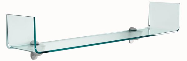 Mensola sagomata in vetro Curvato AD U trasparente da 8 mm Dimensioni 90x20xh 15 cm - Peso Max 5,80 completa di supporti in alluminio reggi mensola inclusi