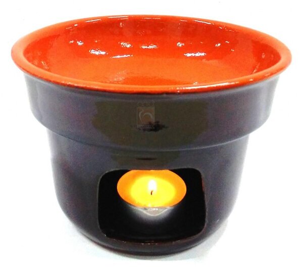 Set fornellino bagnacauda 2 pz 14xh10 cm in terracotta da fuoco
