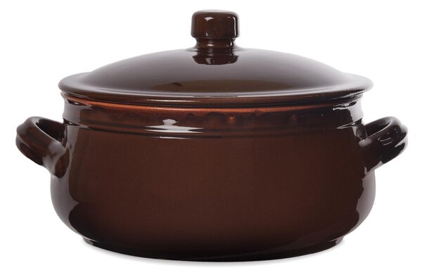 Tegame in Terracotta con coperchio �30xh20 cm Colore Terra Cotta Adatti per cucinare su : Fiamma, Piastra elettrica , Forno , Microonde