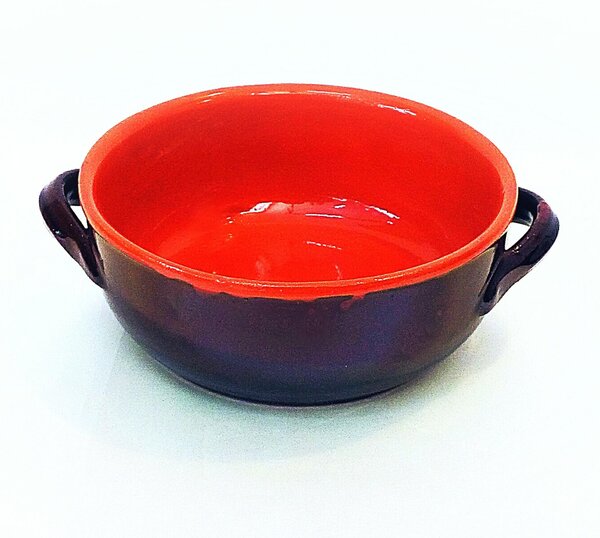 Ciotola in Terracotta con manici �14xh5 cm Colore Terra Cotta Adatti per cucinare su : Fiamma, Piastra elettrica , Forno , Microonde