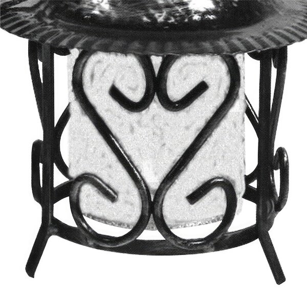 Lampada cilindrica In ferro Battuto con catena 21xh26 cm interno esterno, con vetri e impianto colore nero