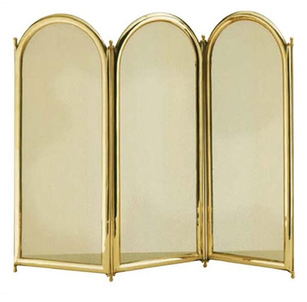 Parascintille per camino 3 ante in Ottone ARCO 50x h75 cm lavorazione artigianale in ottone pieno stile classico, rete oro