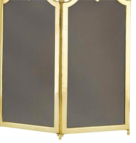 Parascintille per camino 3 ante in Ottone 75xh40 cm lavorazione artigianale in ottone pieno stile classico, rete NERA