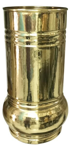 Portaombrelli in Ottone pesante Dimensioni 21x h 50 cm colore dorato con base ampia e righe di rinforzo
