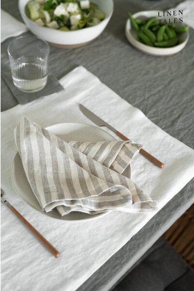 Asciugamano di lino 45x65 cm Natural White Stripes - Linen Tales