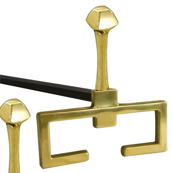 Alari per camino, coppia in ferro in Ottone Modello CHIODO Dimensioni 37x h23 cm lavorazione artigianale in ottone pieno stile moderno made in Italy